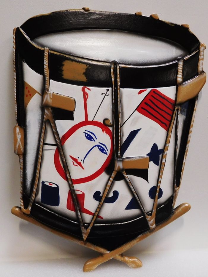 SA28361 -  Carved Artist-painted Replica of a Revolutionary War Drum for a Sign 