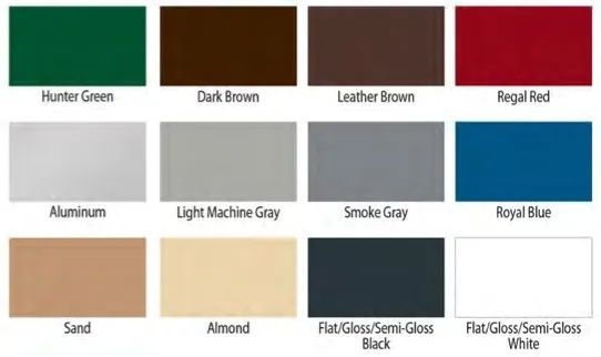 Color palette of some of our custom color options for lifts.