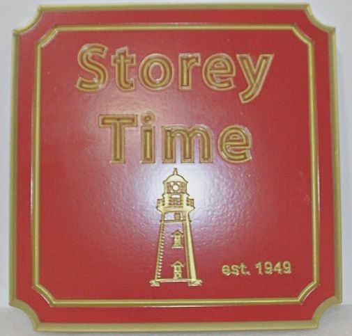 FA15914 - Carved 2.5-D HDU Sign for "Storey Time est. 1949"