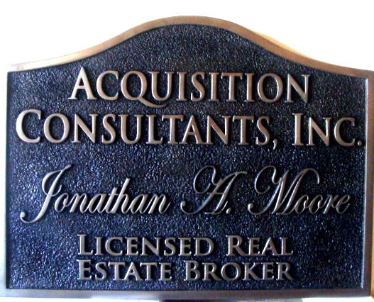 C12312 - Carved and Sandblasted HDU  Real Estate Sign with Raised Bronze Text 