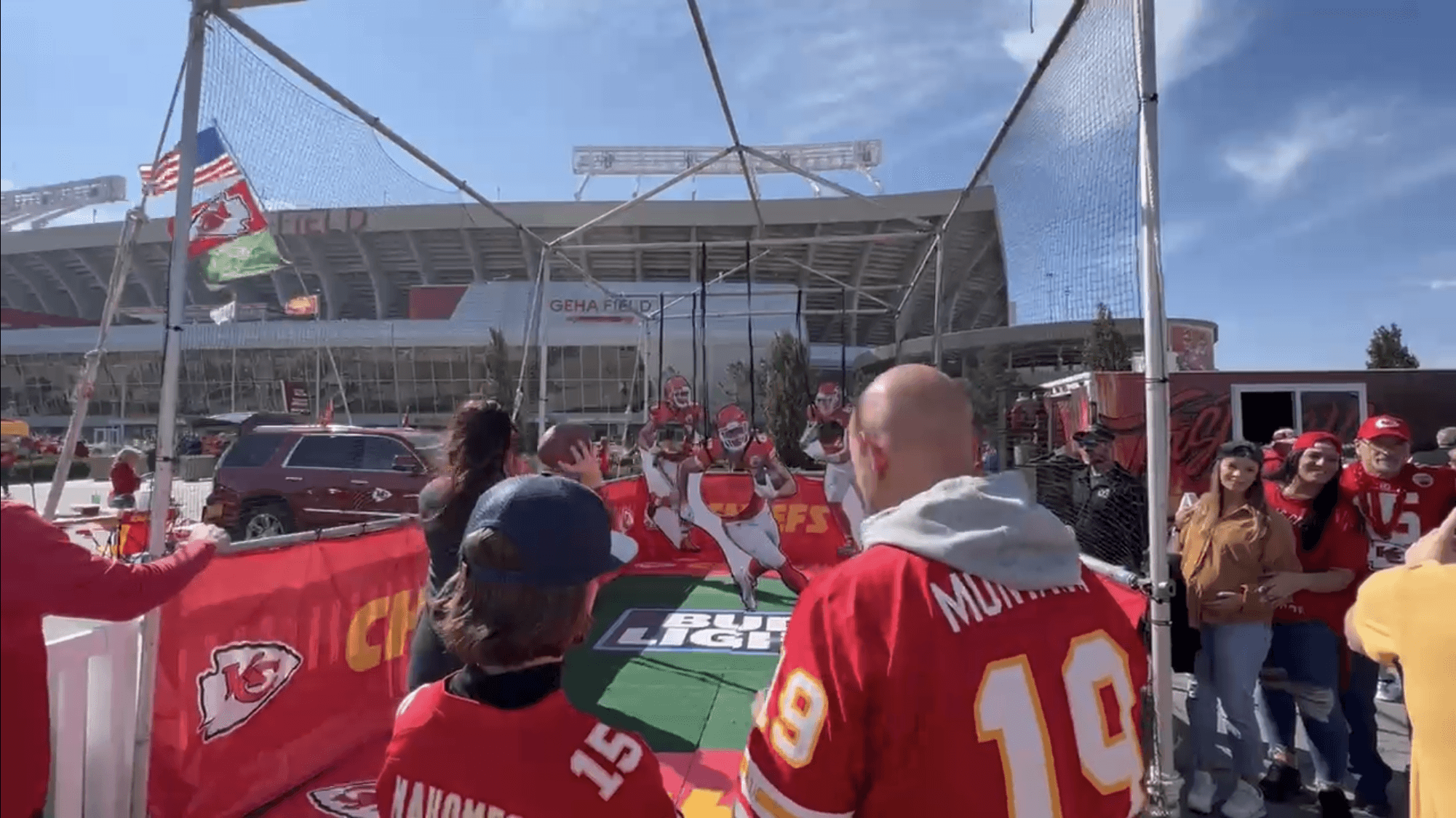 Football pass target Chiefs game Budweiser displays