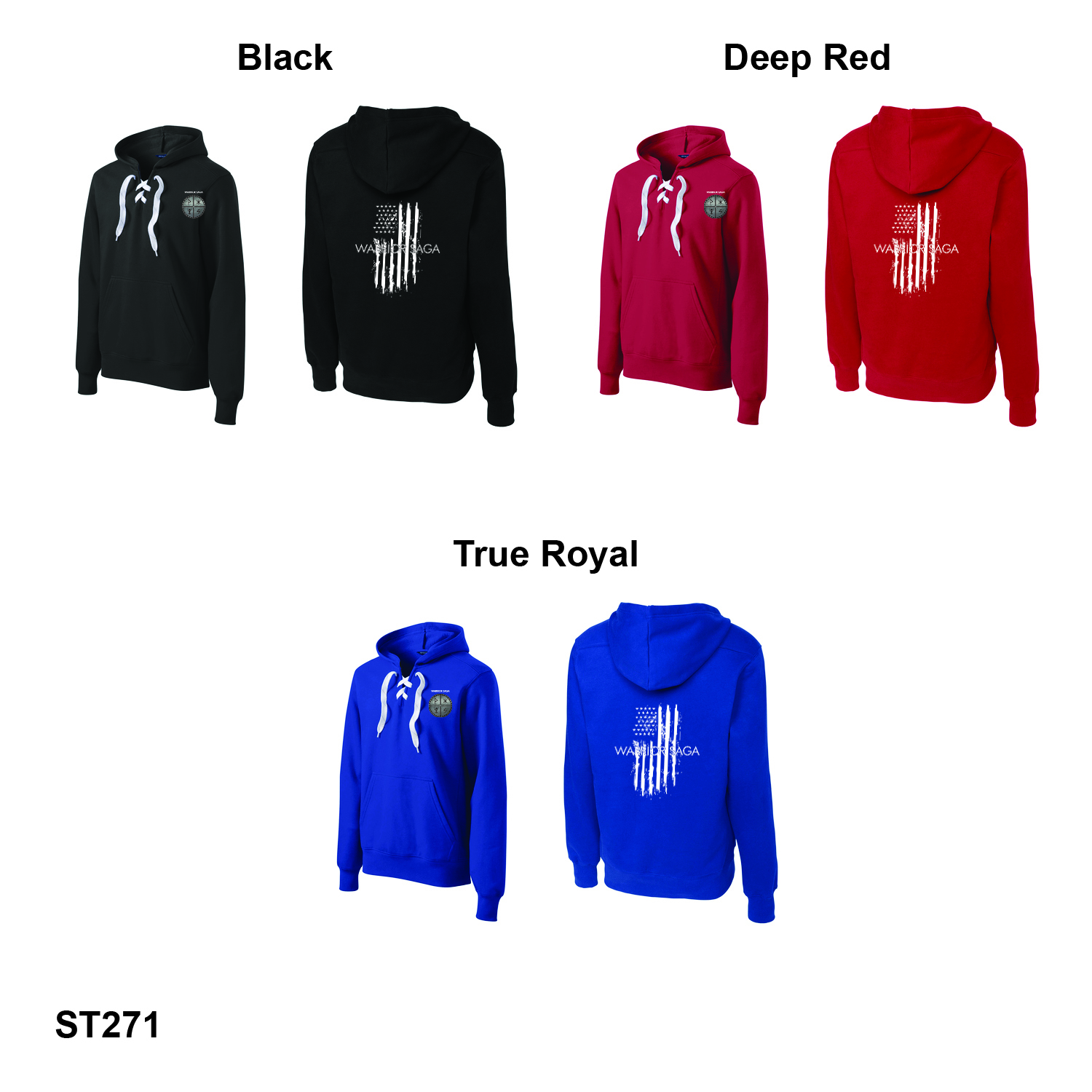 Warrior Saga Flag - Sport-Tek® Lace Up Pullover Hooded Sweatshirt