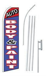 Auto Body & Paint Swooper/Feather Flag + Pole + Ground Spike