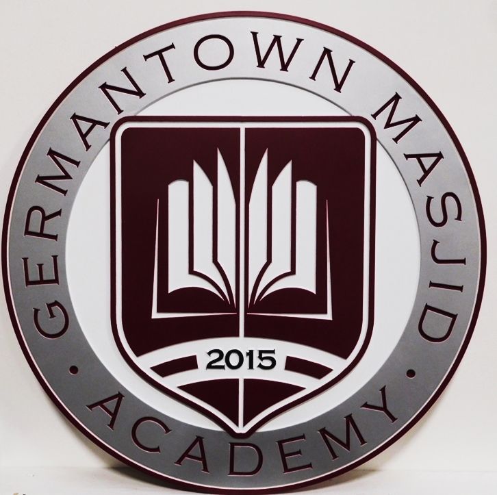 TP-1170 - Carved Plaque of the Seal of the Germantown Masjid Academy, 2.5D Artist-Painted