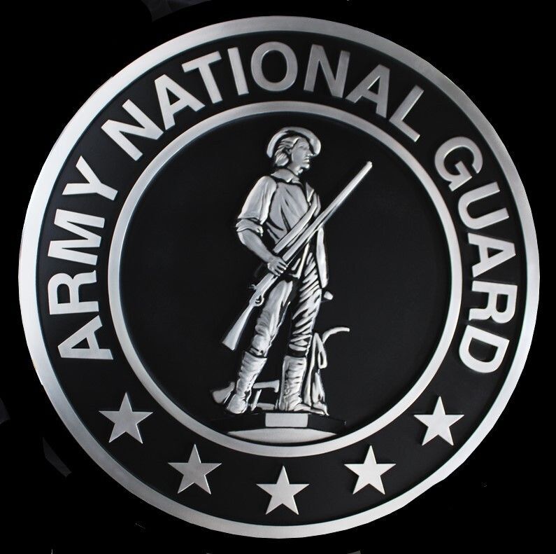 IP-1733  - Carved 3-D Bas-Relief Aluminum-Plated  Plaque of the Emblem of the Army National Guard