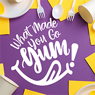 What Made You Tum Logo on Purple Background