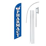 Pharmacy Blue w/Logo Swooper/Feather Flag + Pole + Ground Spike