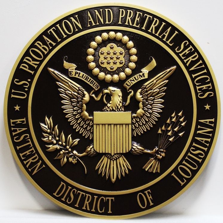 FP-1533 - Carved 3-D Bronze-Plated HDU Plaque   Seal of the United States Probation Office, Eastern District of Louisiana 