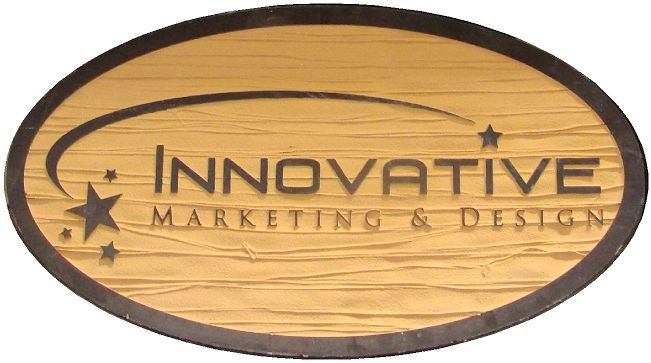 SA28532 - Carved HDU Sign for the   "Innovative Marketing & Design " Company, with Shooting Star