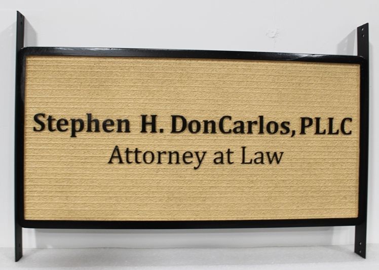 A10524 - Carved and Sandblasted Wood Grain 2.5-D Raised Relief HDU Sign for the Office of an Attorney at Law