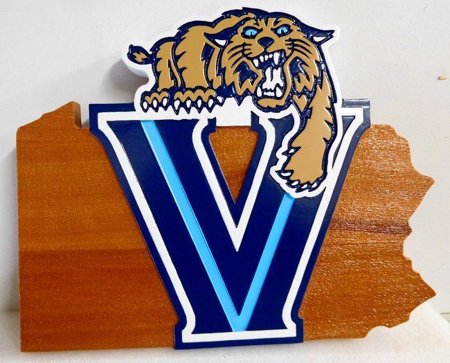 WP5350 - High School Football Logo, 2.5-D  Stained Cedar