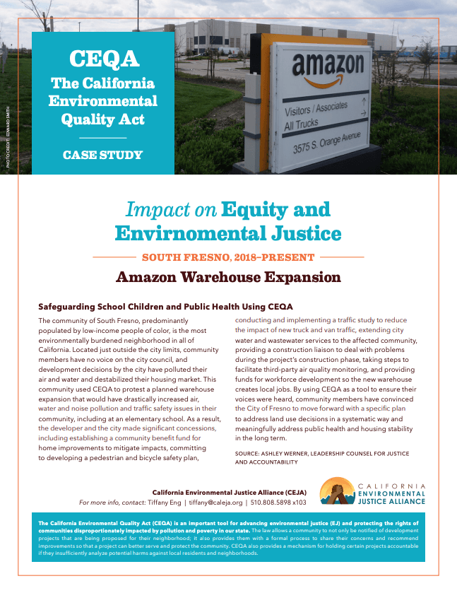 Impact on Equity and Environmental Justice Amazon Warehouse Expansion