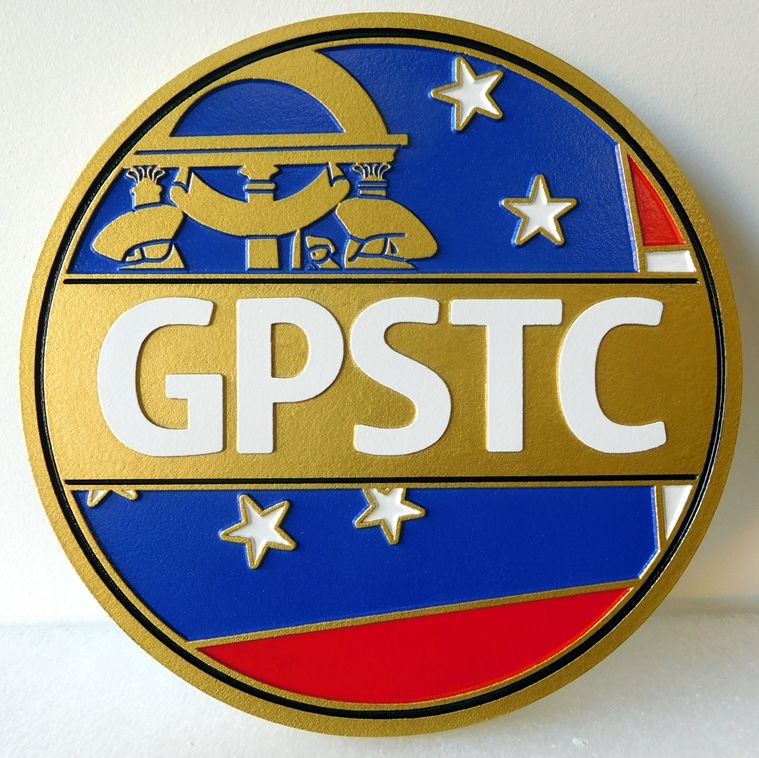 PP-3140 -  Carved Wall Plaque of the Seal of the GPSTC, State of Georgia,  Artist Painted