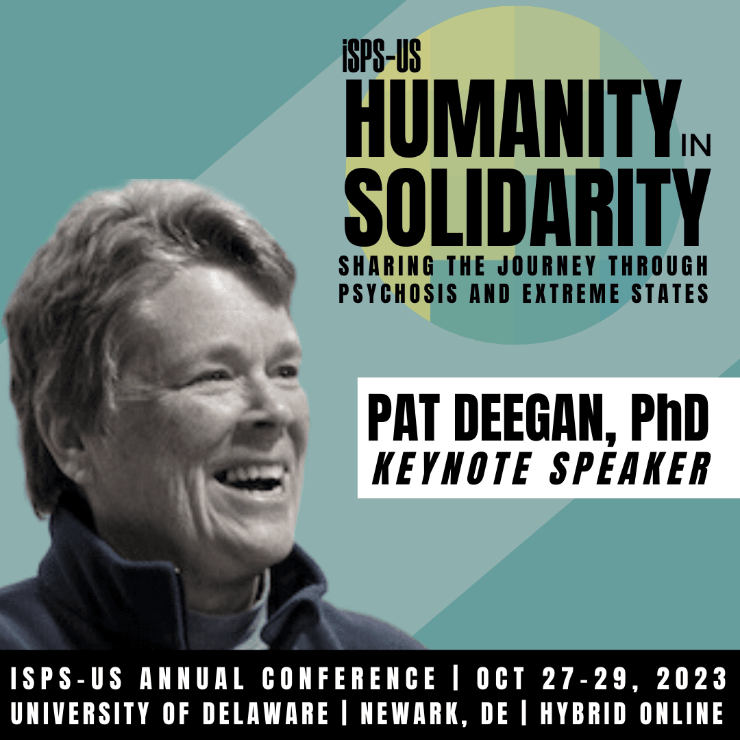 Image of Pat Deegan, with the Humanity in Solidarity conference logo