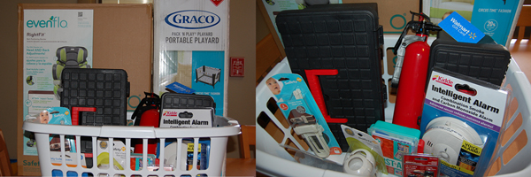 This is our gift to you, our Kinship Carer. We want to help you transition to having a child placed in your home. Such items in this basket might include a smoke detector, fire extinguisher, baby-safety items, tool kit, gift card, etc.