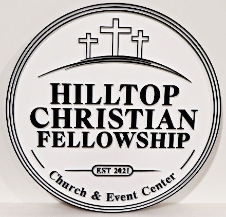 D13018A - Carved and Sandblasted HDU Sign for "Hilltop Christian Fellowship Church & Event Center"