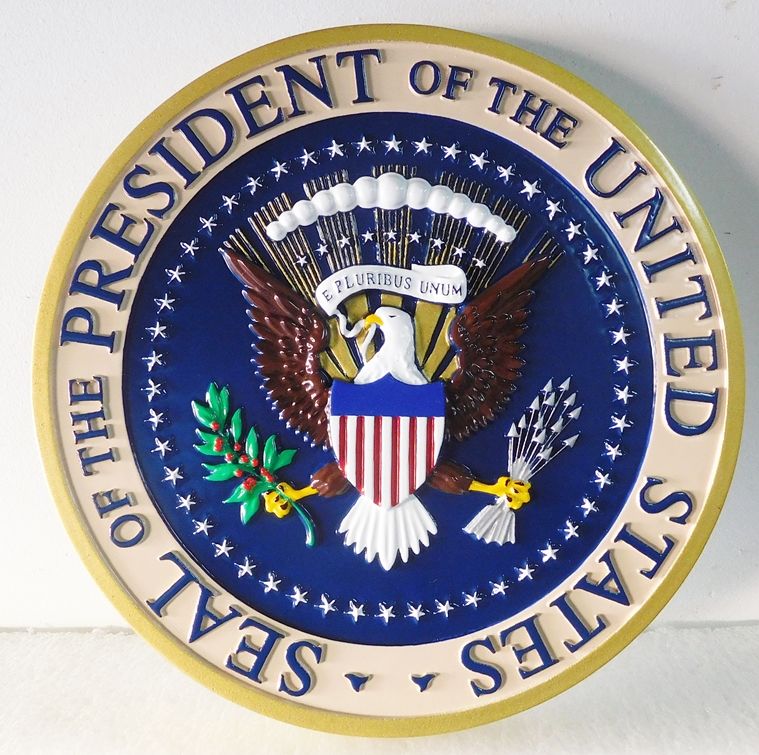 U30091 - Carved 3-D Wall Plaque of the Seal of the President of the United States