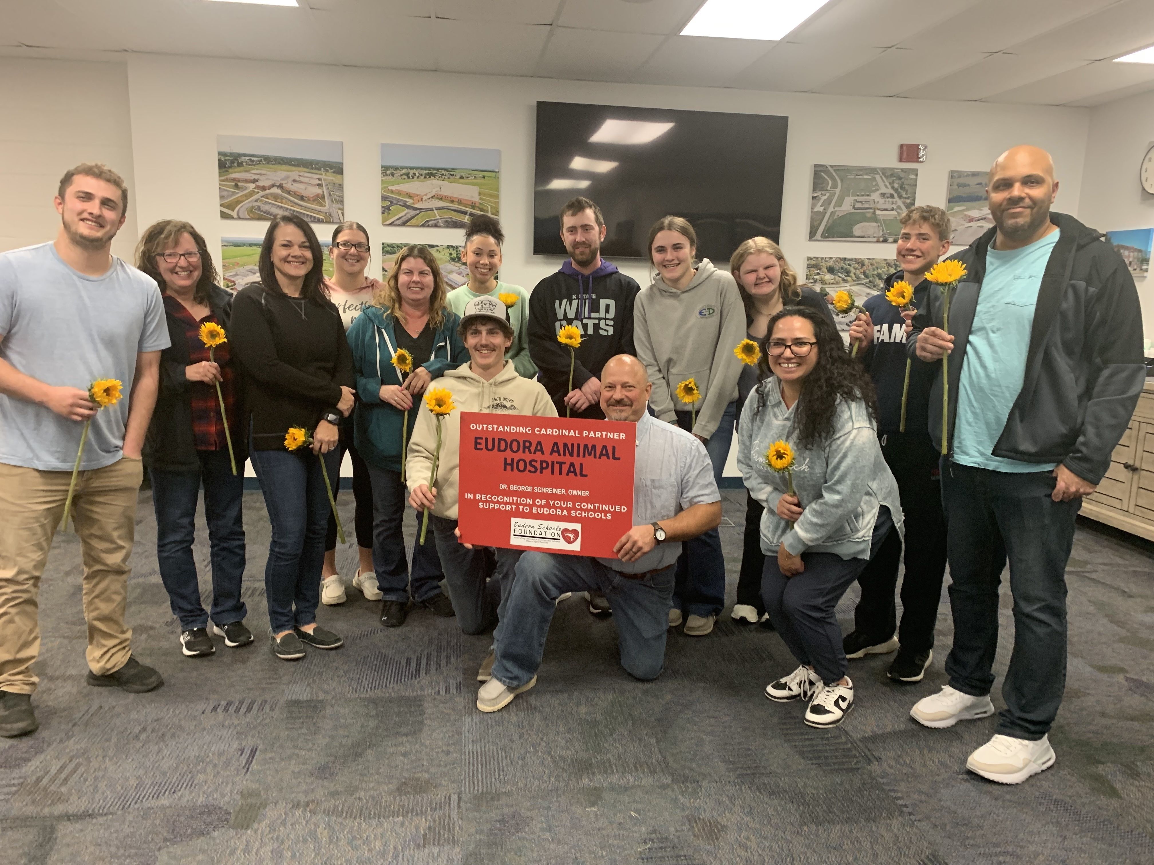 The Eudora Animal Hospital was name the 2023 Outstanding Cardinal Partner. The Eudora Animal Hospital was recognized during the Eudora USD 491 Board of Education meeting tonight for their continued support of Eudora Schools. BOE member Heather Whalen than