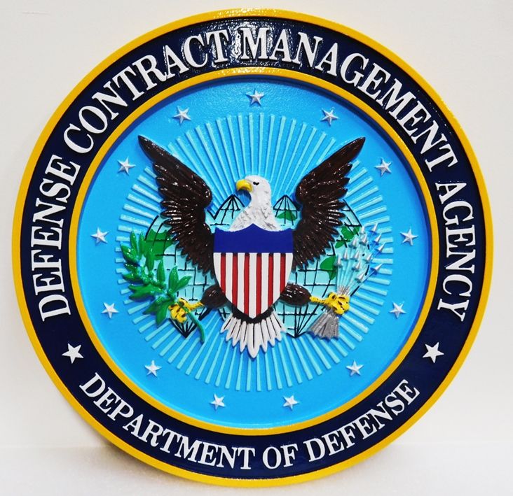 IP-1728 - Carved Plaque of the Seal of the Defense Contract Management Agency, 3-D Artist-Painted