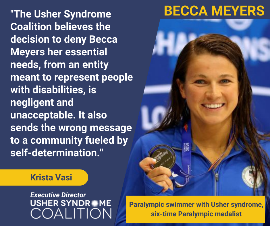 Statement of Support for Paralympian Becca Meyers from Krista Vasi, Executive Director of the Usher Syndrome Coalition