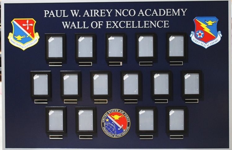 SB1052 - Carved High-Density-Urethane Wall of Excellence Award Photo Board for the  Paul D. Airey NCO Academy, USAF