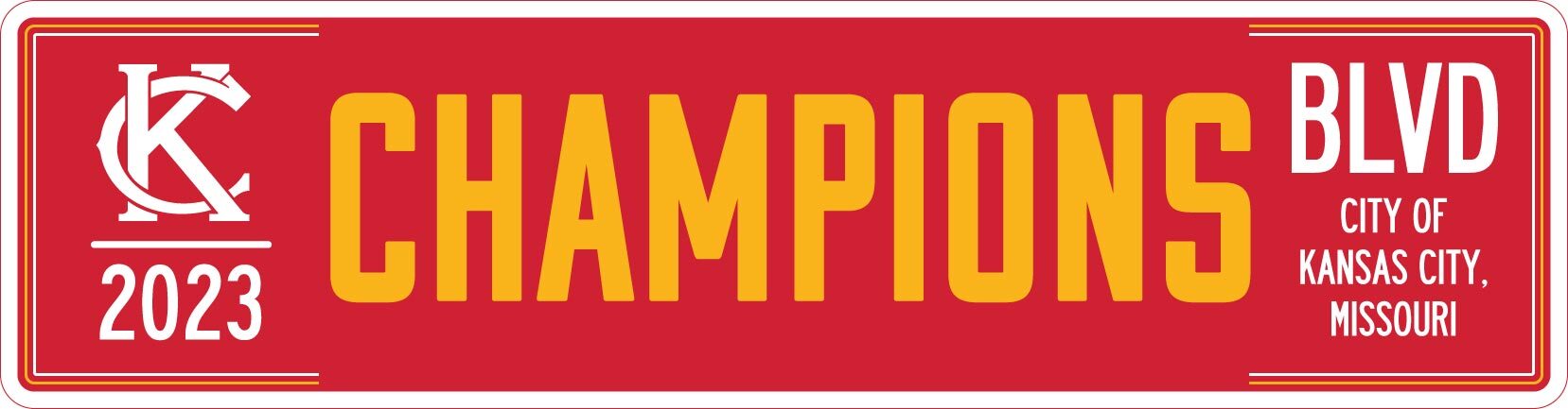 KC Champions Blvd 6"x23"  Metal Sign