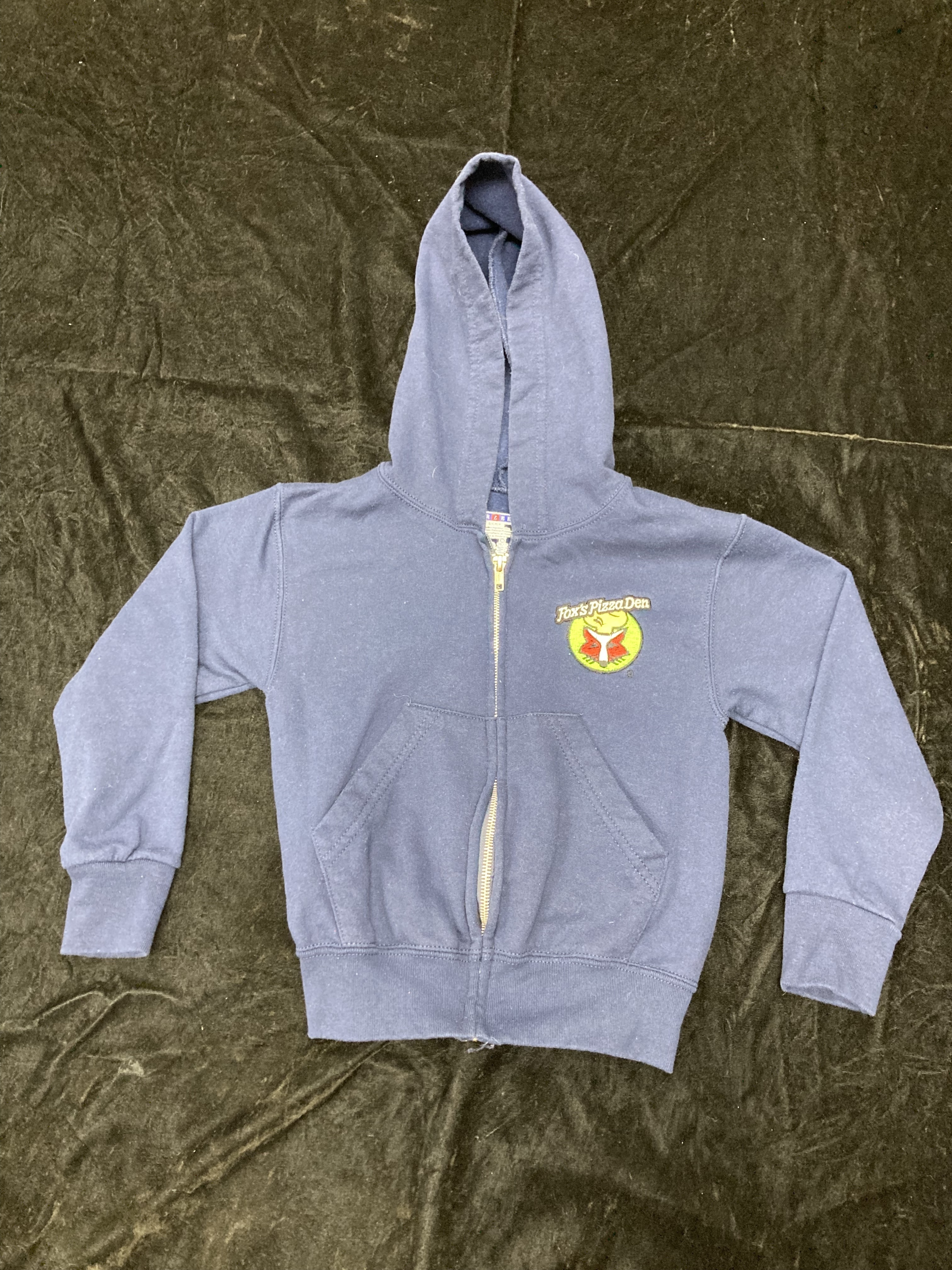 SALE Fox's Logo - YOUTH SMALL Navy Zip-Up Hoodie