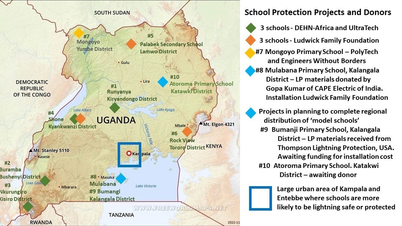 Schools Protected By ACLENet and Donors 2016-2020