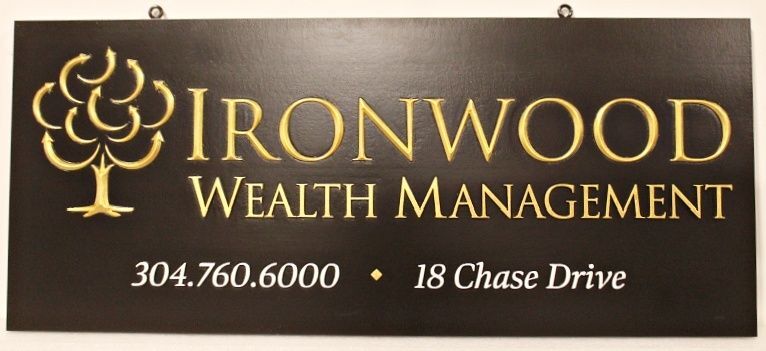 C12012A - Carved and Sandblasted Wealth Management Business Address Sign