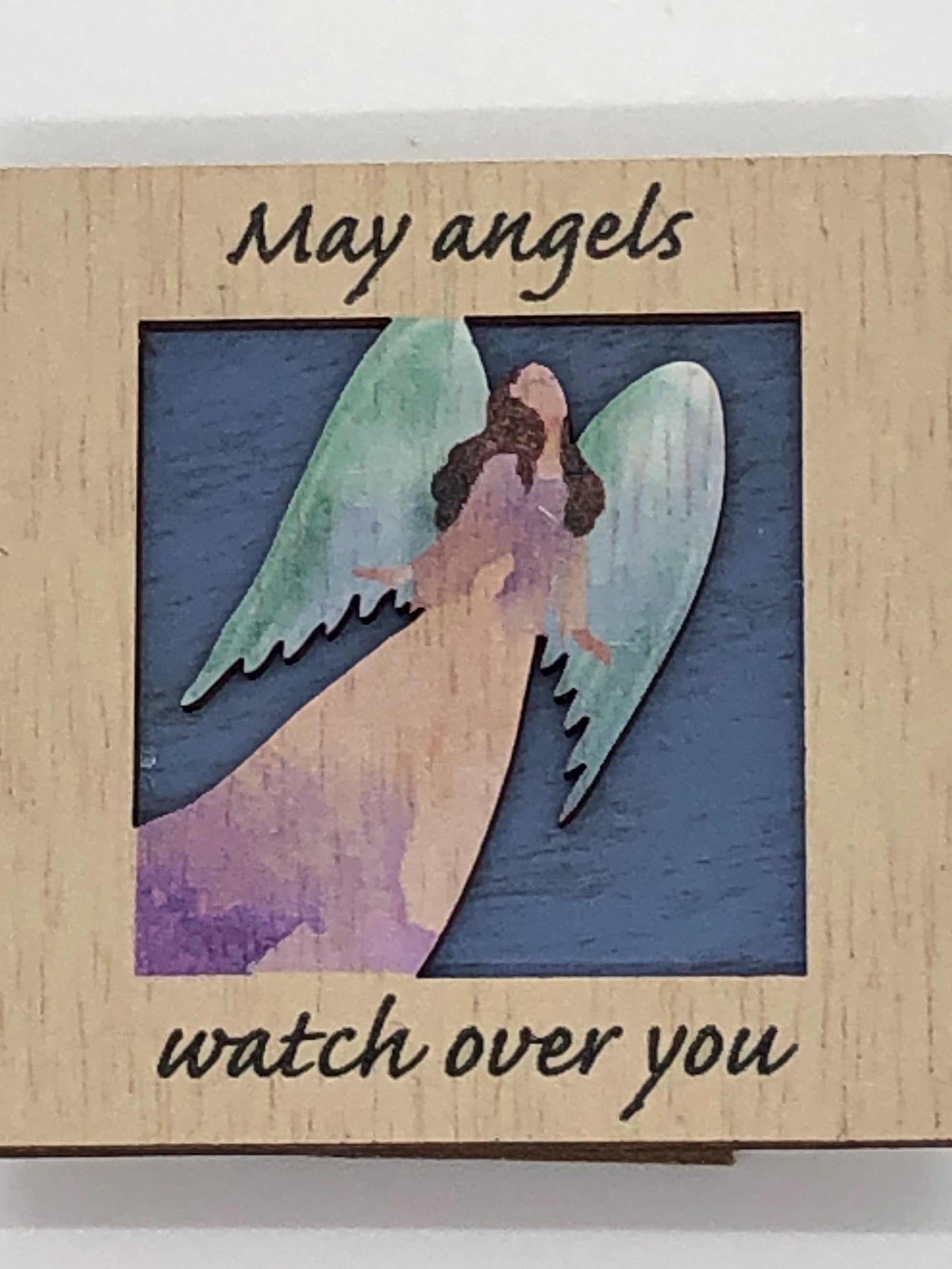 Wooden Print Plaque - May Angels Watch Over You