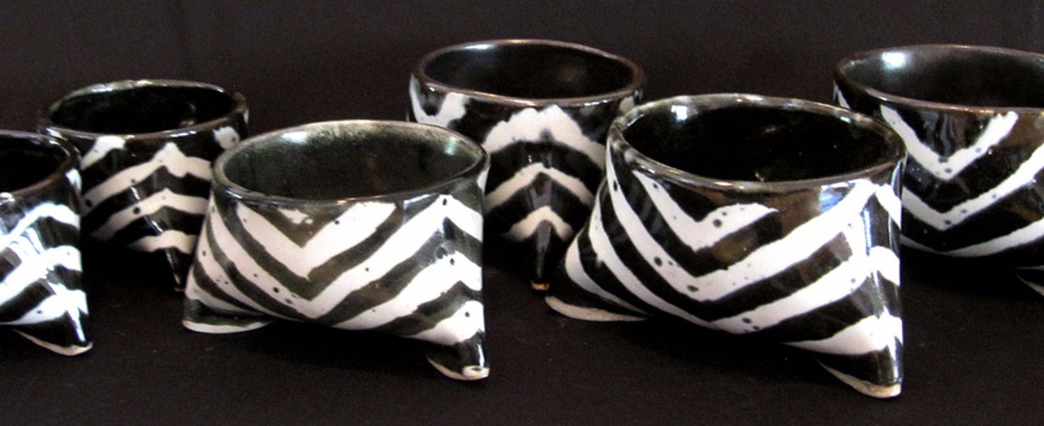 Zebra Bowls, high fire stone ware, 3.5" x 5.5" x 5.5"