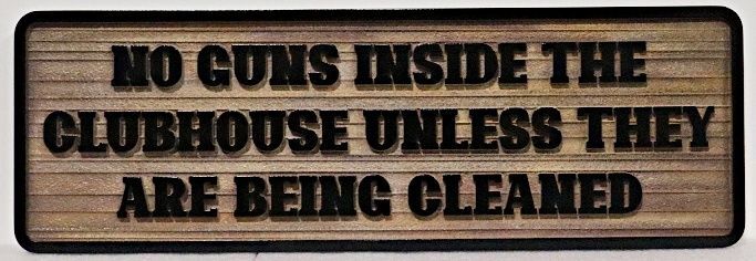 O24324 - Carved and Sandblasted HDU "No Guns Inside" Sign