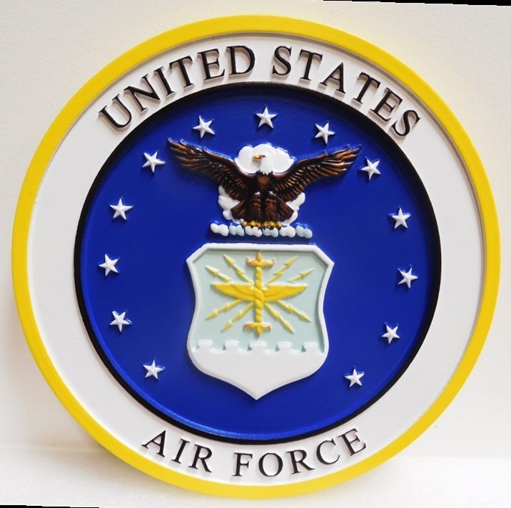 IP-1264 - Carved Wall Plaque of the  Emblem of the US Air Force, 3-D Artist-Painted 