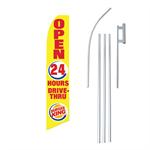 Burger King Open 24 Hours Swooper/Feather Flag + Pole + Ground Spike