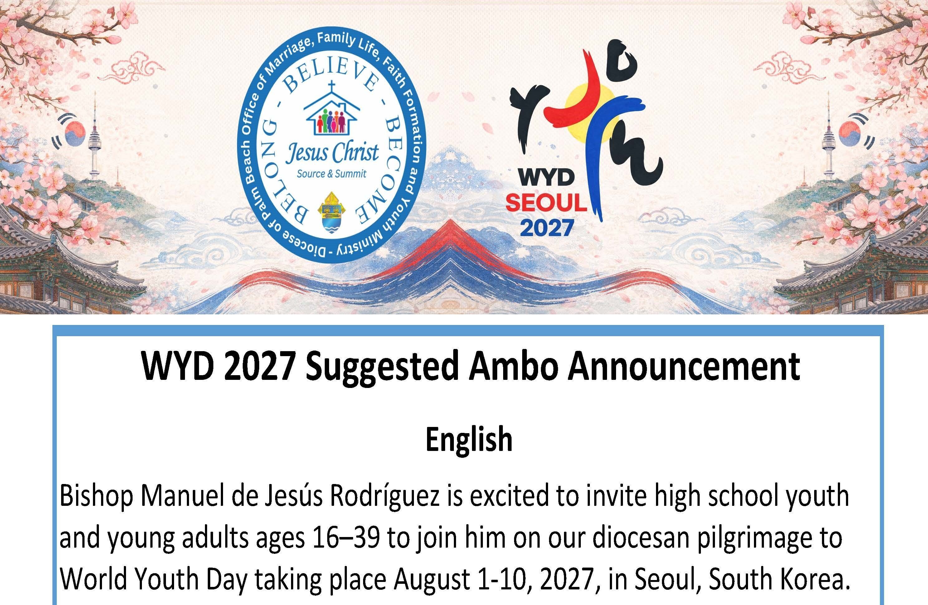 WYD Suggested Ambo Announcements
