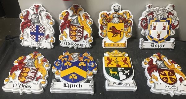 Carved 3-d Wood, Bronze, Brass, Silver Or Painted Coat-of-arms Plaques