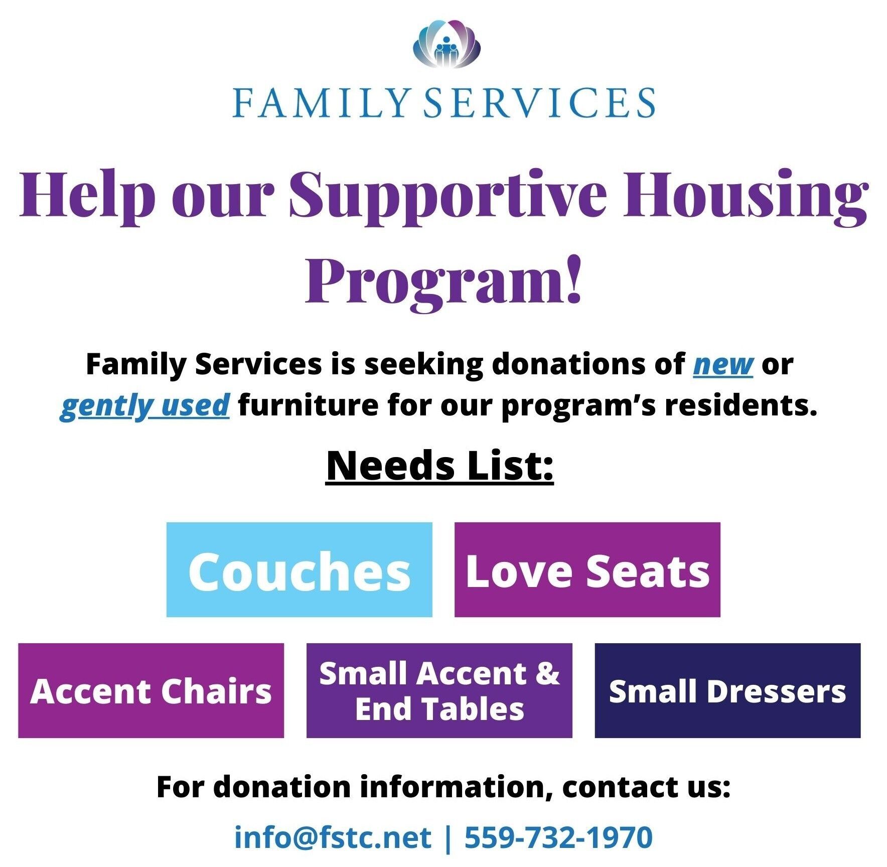 Help our Supportive Housing Program!