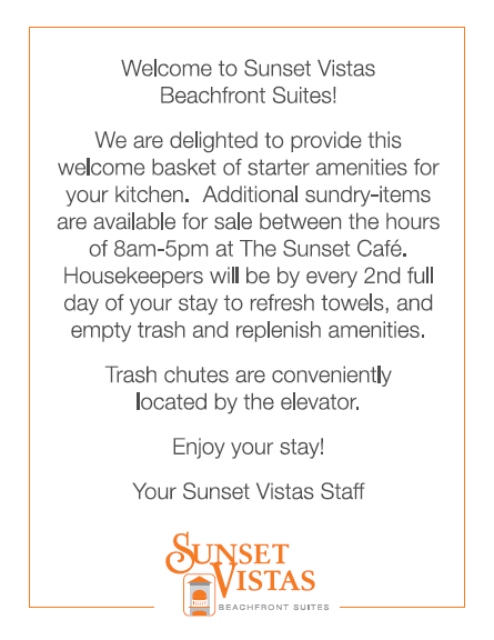 Sunset Vistas Amenity Card