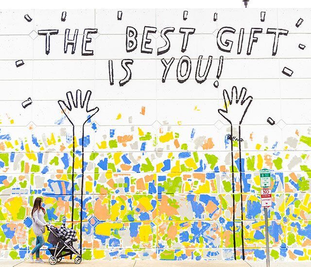 Wall mural that says The Best Gift is You!