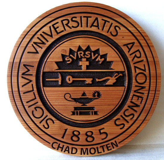 WP5290 - Seal of University of Arizona, Engraved Stained Cedar