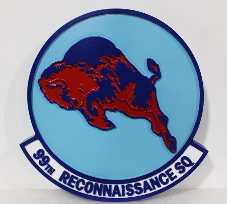 LP-4708 - Carved 2.5-D Raised Relief HDU Plaque of the Crest of the 99th Reconnaissance Squadron