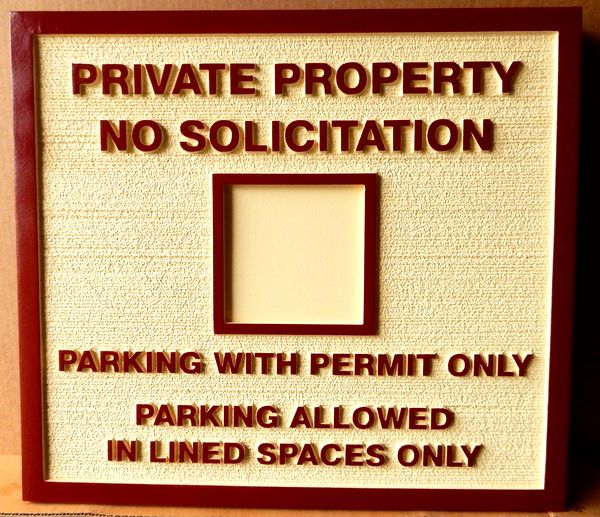 H17378 - Carved and Sandblasted Wood Grain HDU "No Parking" Sign, with Space for Photo of Owner