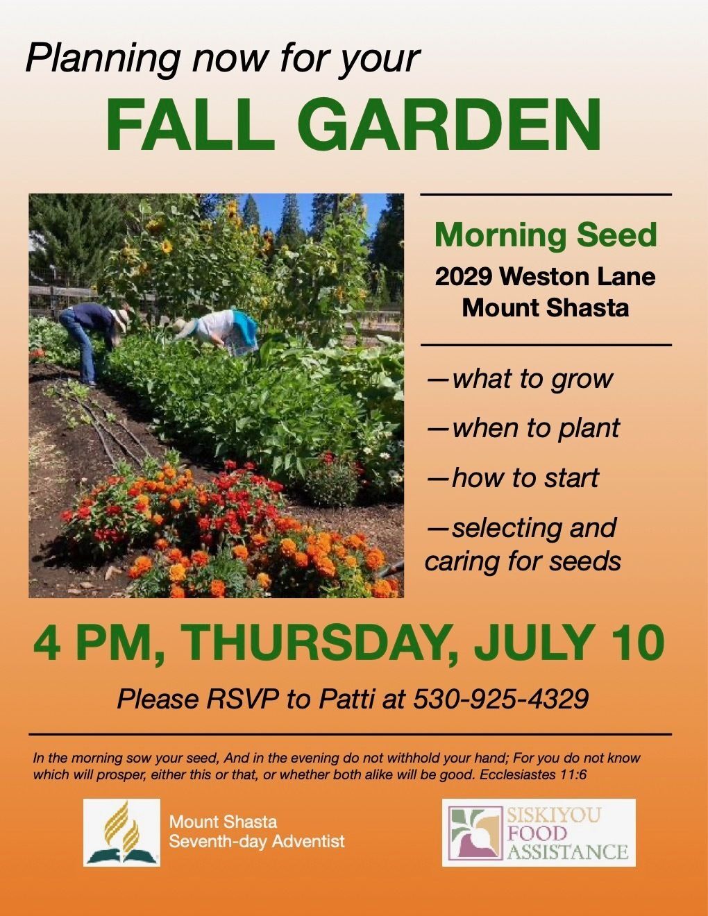 Planning for a Fall Garden Class
