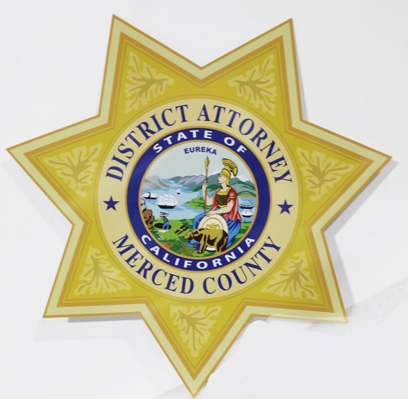 HP-1527 - 2-D Printed Giclee Plaque of the Star Badge  of the District Attorney of  Merced County,  California