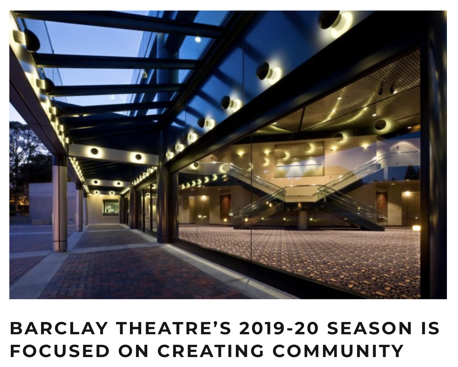 Barclay Theatre's 2019-20 Season is Focused on Creating Community