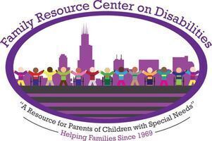 Family Resource Center on Disabilities Logo with people holding hands with city skyline in the background