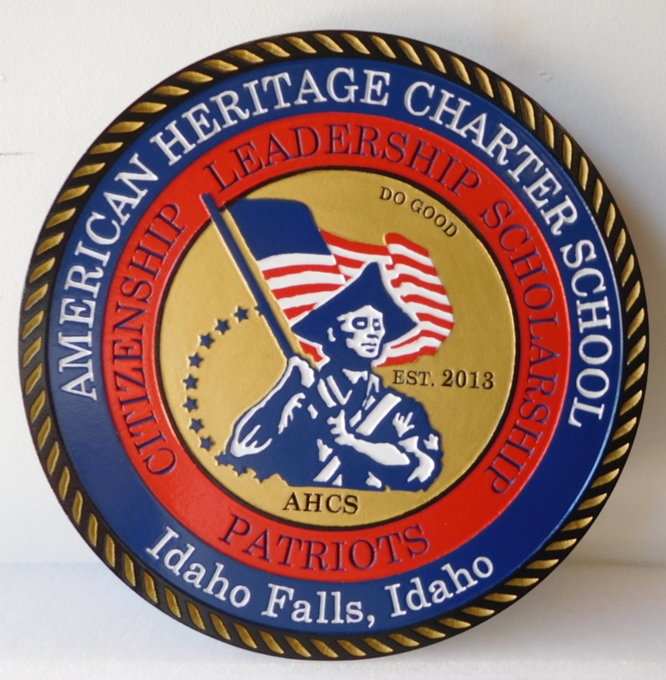 CB5646 - Charter School Seal, Multi-level and Engraved Relief