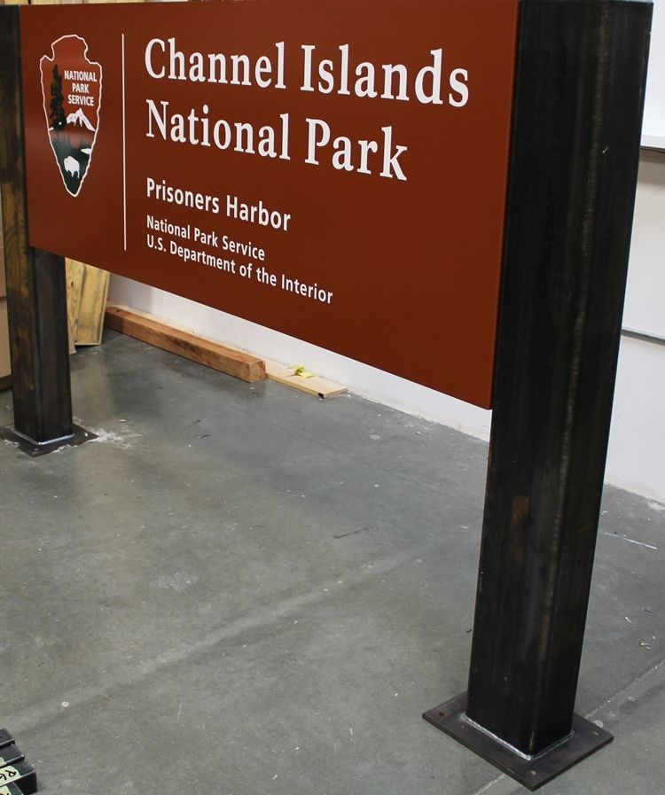 M8520 - Two Corten Weathering  Steel Posts for Aluminum National Park Sign