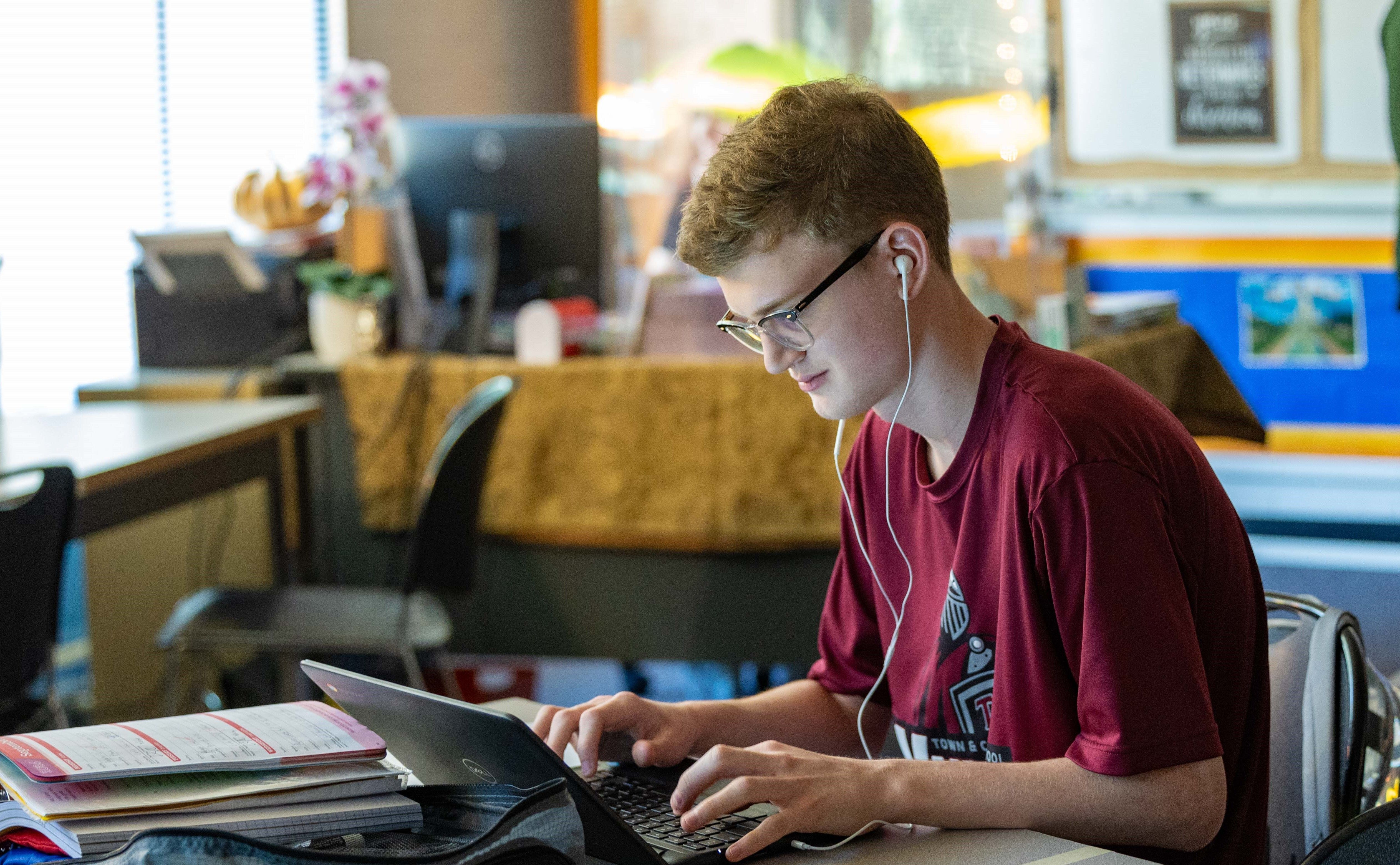 Student working on a computer 