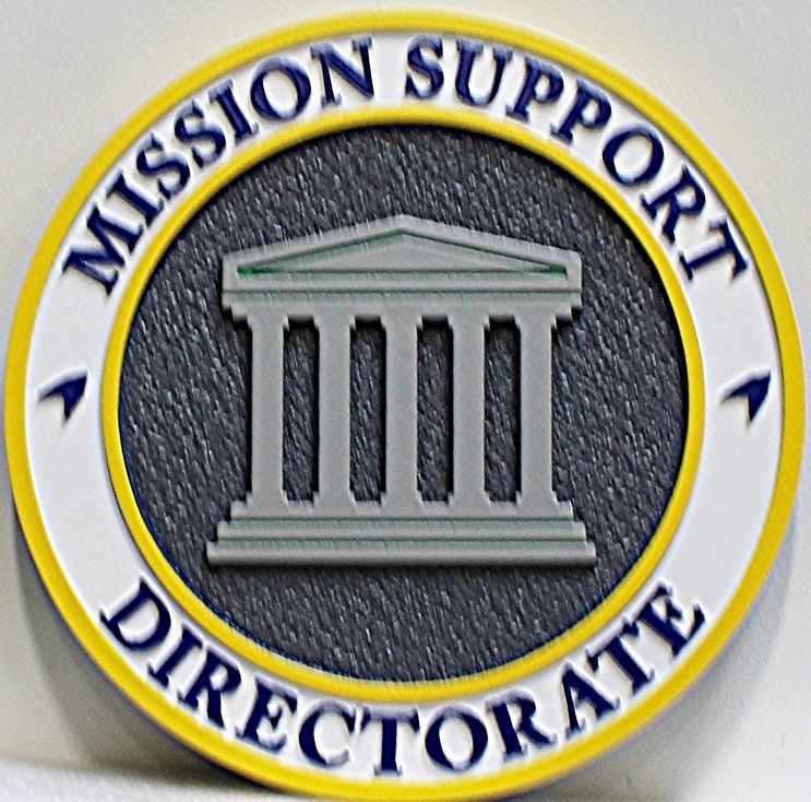 LP-8625 - Carved 2.5-D Multi-Level Raised Relief HDU Plaque of the Crest of the Mission Support Directorate